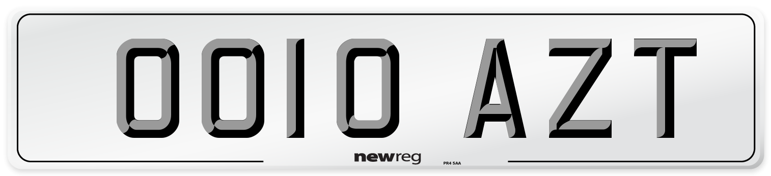 OO10 AZT Number Plate from New Reg